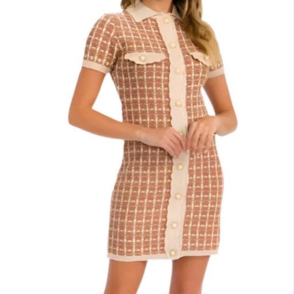 Elegant Brown and Cream Women's Dress
